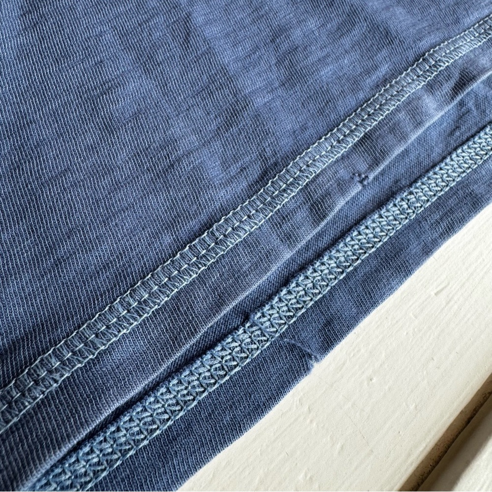 Aerie Boxy Blue Oversized Cropped Distressed Crewneck Tee - Picture 4 of 8
